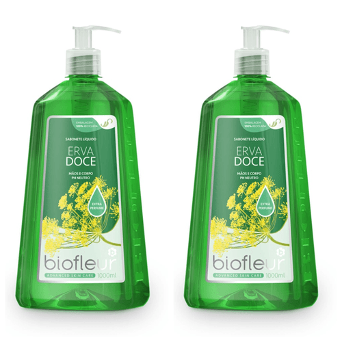 Kit c/2 Sabonetes Líquido Biofleur 1L Erva Doce