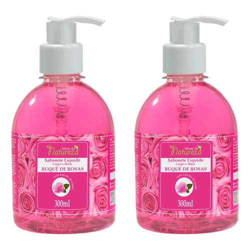 Kit c/2 Sabonetes Líquido Aromatica S.Natureza Buque Rosas 300ml cada