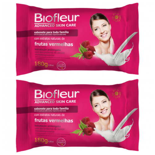 Kit c/2 Sabonetes Biofleur 180g Frutas Vermelhas