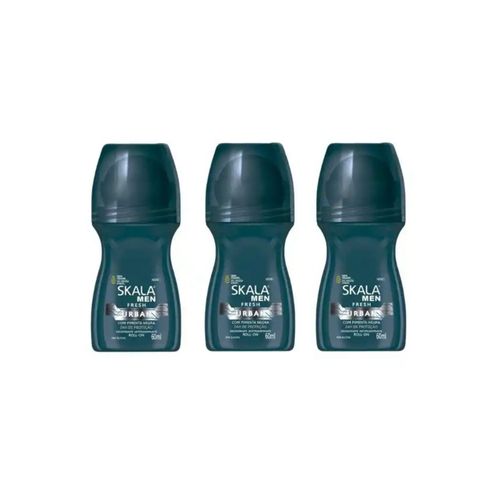 Kit c/3 Unidades de Desodorante Rollon Skala 60ml Men Fresh Urban