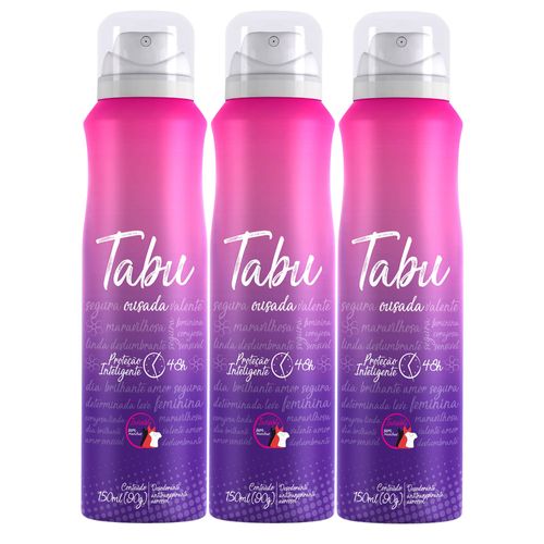 Kit c/3 Unidades de Desodorante Aerosol Tabu 150ml Ousada Kit c/3 Unidades de Desodorante Aerosol Tabu 150ml Ousada