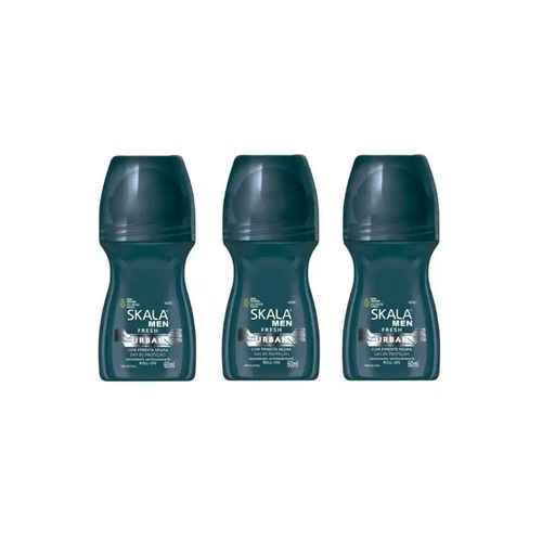 Kit c/3 Unidades de Desodorante Rollon Skala 60ml Men Fresh Urban