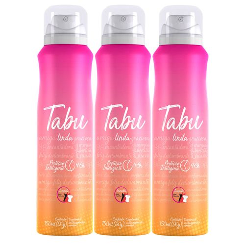 Kit c/3 Unidades de Desodorante Aerosol Tabu 150ml Linda Kit c/3 Unidades de Desodorante Aerosol Tabu 150ml Linda