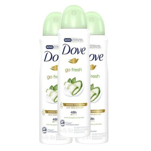 Kit c/3 Unidades de Desodorante Aerosol Dove Feminino 89g Go Fresh