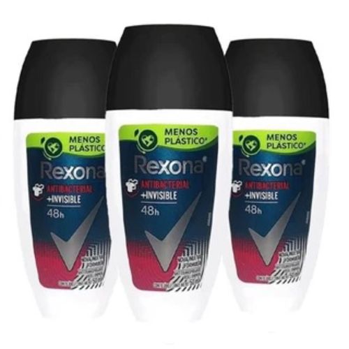 Kit c/3 Unidades de Desodorante Rexona Rollon Men Anti Invisible 50ml