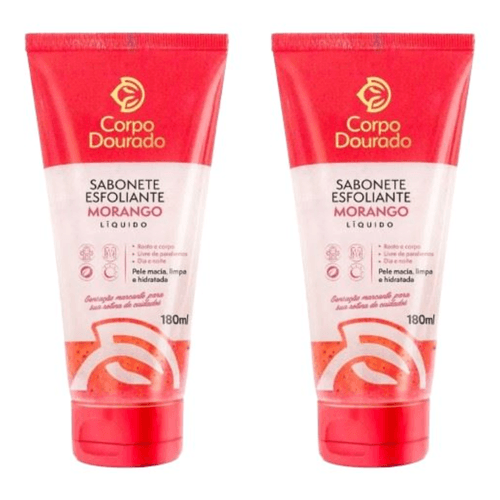 Kit c/2 Sabonetes Esfoliante Corpo Dourado 180ml Morango