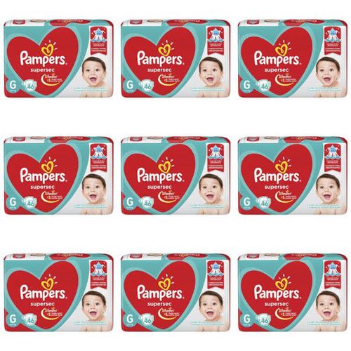 Kit 9 Fraldas Supersec ”G” Pampers c/46 Unidades cada