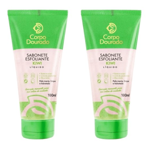 Kit c/2 Sabonetes Esfoliante Corpo Dourado 180ml Kiwi Kit c/2 Sabonetes Esfoliante Corpo Dourado 180ml Kiwi