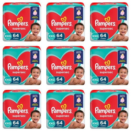 Kit 9 Fraldas Supersec ”Xxg” Pampers Simples c/64 Unidades cada Kit 9 Fraldas Supersec ”Xxg” Pampers Simples c/64 Unidades cada