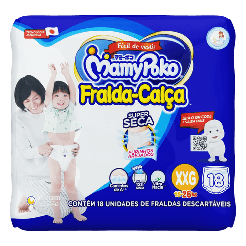 Kit 2 Fraldas Infantil Super Seca Calça MamyPoko XXG Pacote 18 Unidades cada Kit 2 Fraldas Infantil Super Seca Calça MamyPoko XXG Pacote 18 Unidades cada