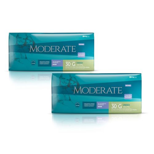 Kit 2 Fraldas Geriatrica Moderate Econômico (G) 30 Unidades cada Kit 2 Fraldas Geriatrica Moderate Econômico (G) 30 Unidades cada