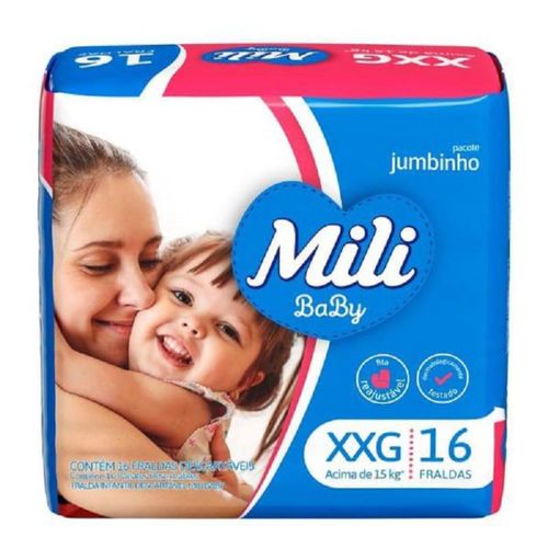 Kit 2 Fraldas Mili Baby Jumbinho (Xgg) 16 Unidades cada Kit 2 Fraldas Mili Baby Jumbinho (Xgg) 16 Unidades cada