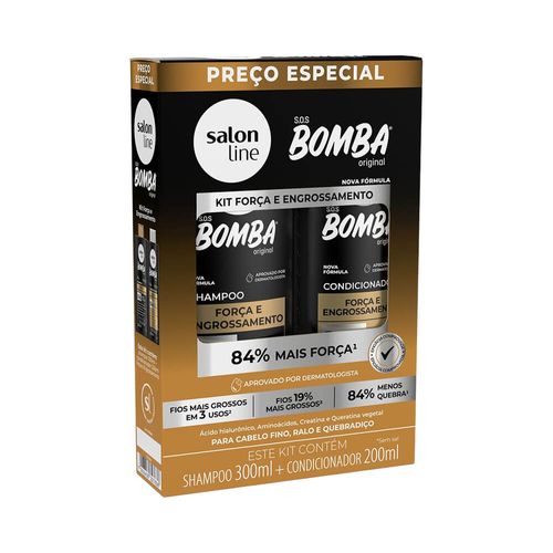 Kit Bomba Salon Line Shampoo 300ml + Condicionador 200ml Força E Engrossamento Kit Bomba Salon Line Shampoo 300ml + Condicionador 200ml Força E Engrossamento
