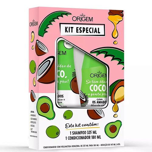 Shampoo + Condicionador Origem 325+180ml Óleo De Coco