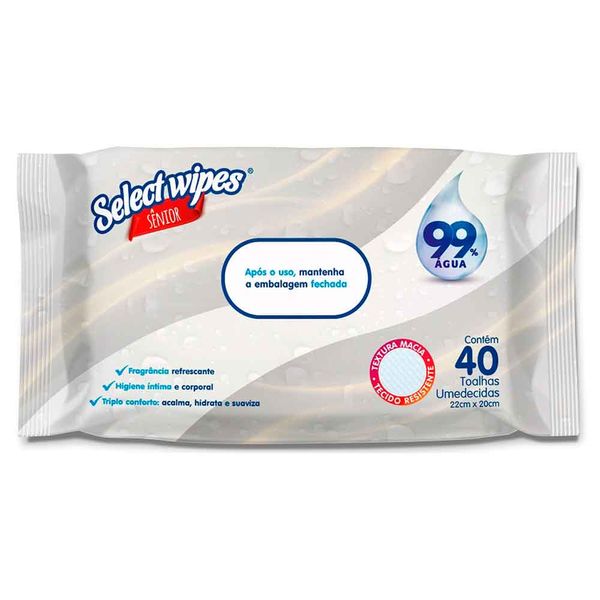 Lenço Umedecido Select Wipes Senior 40 Unidades