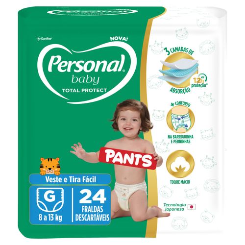 Fralda Baby Total Protect Pants G Personal 24 Unidades