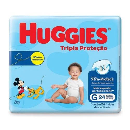 Fralda Huggies Tripla Proteção Jumbo (G) 24 Unidades Fralda Huggies Tripla Proteção Jumbo (G) 24 Unidades