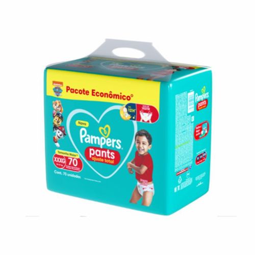 Fralda Descartável Infantil Pants Pampers Ajuste Total Xxxg 18 A 27Kg 70 Unidades Pacote Econômico