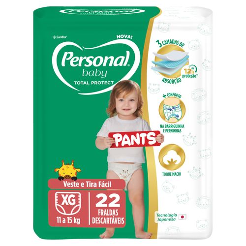 Personal Fralda Baby Total Protect Pants XG 22 Unidades Personal Fralda Baby Total Protect Pants XG 22 Unidades