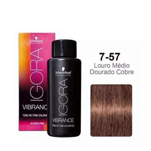 Schwarzkopf Igora Vibrance 7-57 Louro Médio Dourado Cobre 60ml Schwarzkopf Igora Vibrance 7-57 Louro Médio Dourado Cobre 60ml