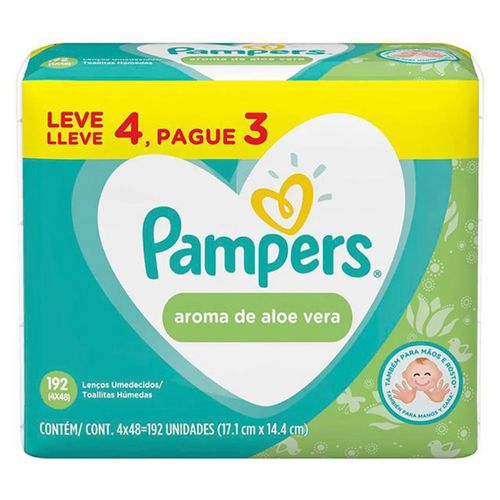 Lenço Umedecido Pampers Aloe Vera 192 Unidades