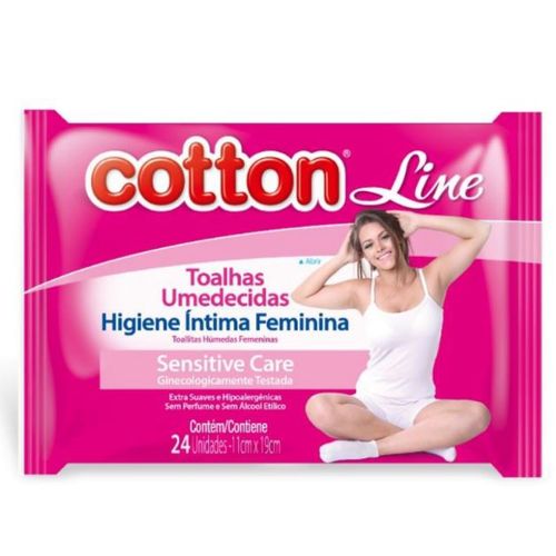 Lenço Umedecido Cotton Line Feminina Intima 24 Unidades