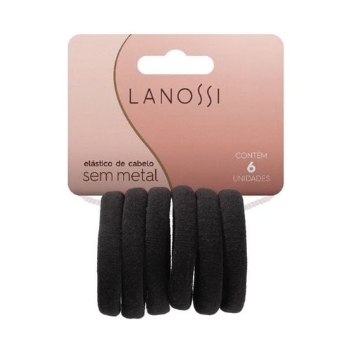 Elástico de Cabelo Lanossi Preto C/6 Unidades