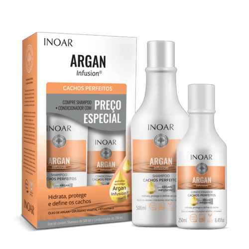 Shampoo + Condicionador Inoar 500+250ml Argan Cacho Perfeito Shampoo + Condicionador Inoar 500+250ml Argan Cacho Perfeito
