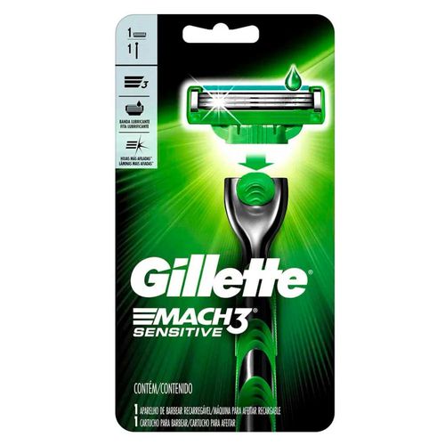 Aparelho Mach3 Sensitive Gillette Simples 1 Unidade Aparelho Mach3 Sensitive Gillette Simples 1 Unidade