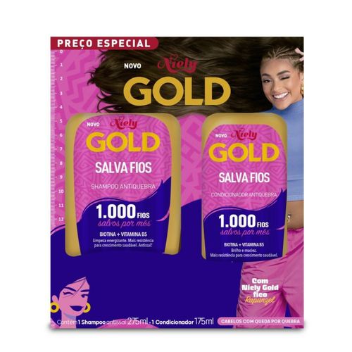 Kit Niely Gold Salva Fios Antiquebra Shampoo 275ml + Condicionador 175ml