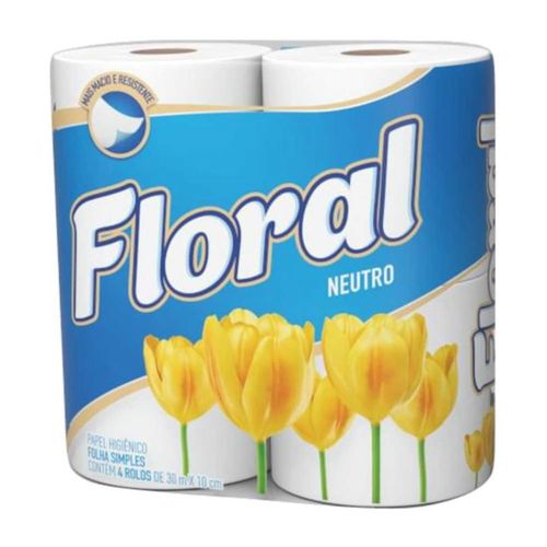 Papel Higiênico Floral 30m c/ 4 Unidades Neutro Papel Higiênico Floral 30m c/ 4 Unidades Neutro