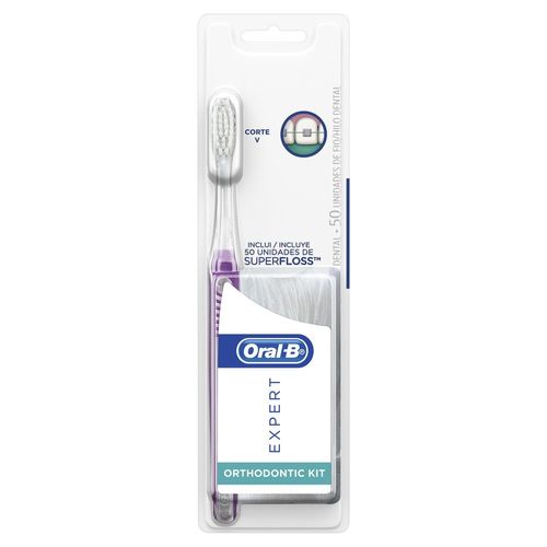 Kit Escova Dental Oral-B Expert Ortodôntica + Superfloss Fio Dental 50