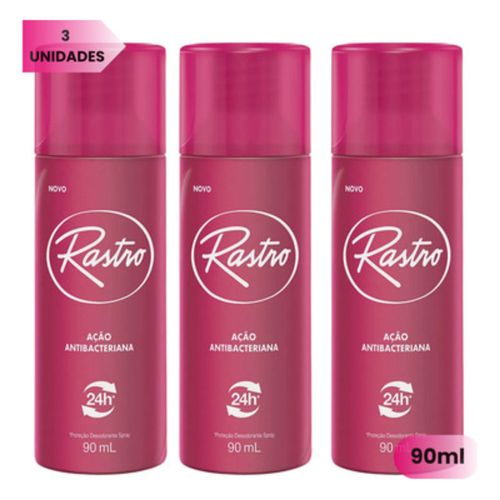 Kit c/ 3 Unidades de Desodorante Spray Rastro 90ml Tradicional Kit c/ 3 Unidades de Desodorante Spray Rastro 90ml Tradicional
