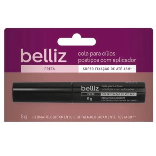 Cola Para Cilios Belliz 48h Preta Com Aplicador