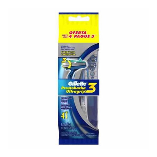 Aparelho De Barbear Gillette Ultragrip 3 Prestobarba 4 Unidades