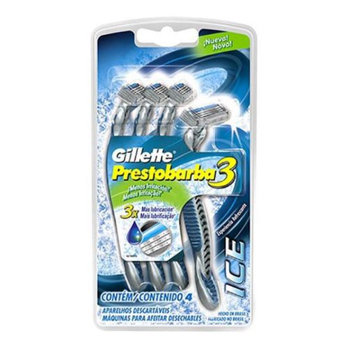 Aparelho De Barbear Gillette Prestobarba 3 Ice 4 Unidades Aparelho De Barbear Gillette Prestobarba 3 Ice 4 Unidades
