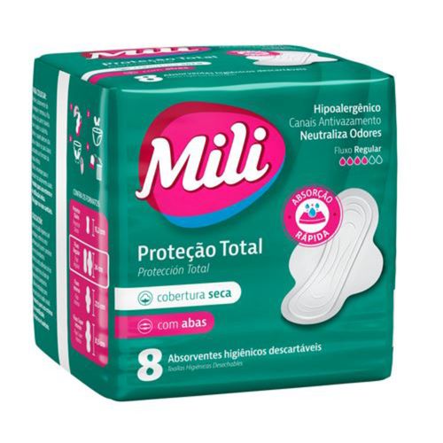 Absorvente Mili P Total Seca C/Abas 8 Unidades