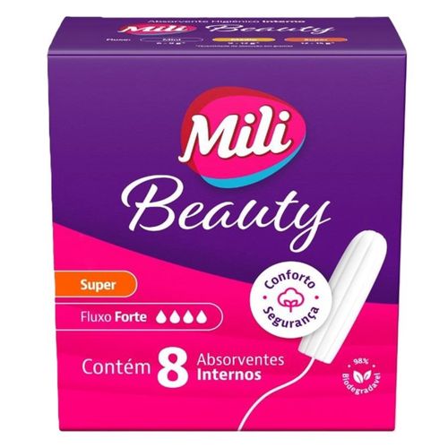 Absorvente Interno Mili Beauty Super C/ 8 Unidades Absorvente Interno Mili Beauty Super C/ 8 Unidades