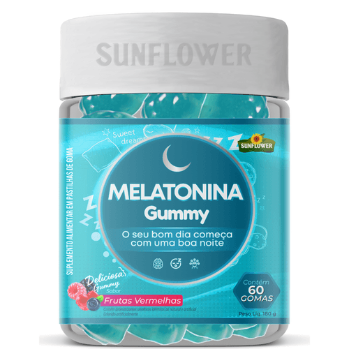 Melatonina Sunflower Sabor Frutas Vermelhas 60 Gomas