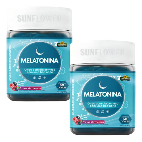 Kit 2 Melatonina Gummy 60 Gomas Sabor Frutas Vermelhas Sunflower Kit 2 Melatonina Gummy 60 Gomas Sabor Frutas Vermelhas Sunflower