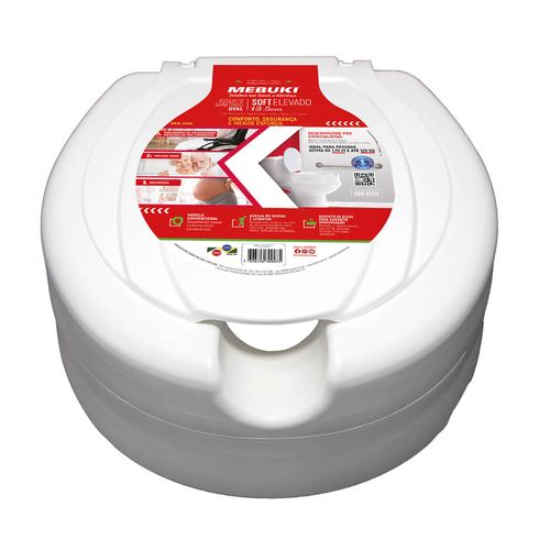 Assento Elevado de Vaso Sanitário Oval Soft Mebuki com Tampa - 13,5cm Assento Elevado de Vaso Sanitário Oval Soft Mebuki com Tampa - 13,5cm