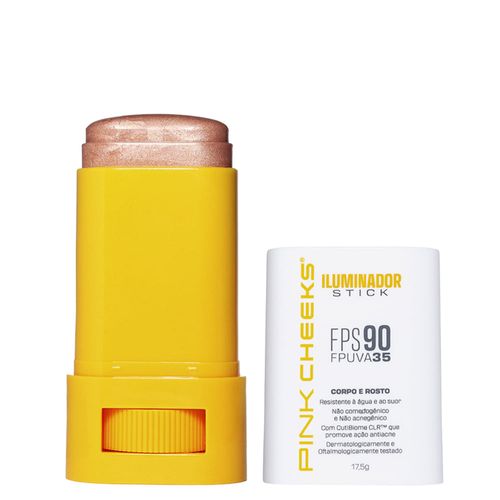 Iluminador Multifuncional Corporal e Facial com Proteção Solar Pink Cheeks FPS 90 FPUVA 35 Champagne 17,5g Champagne 17,5g
