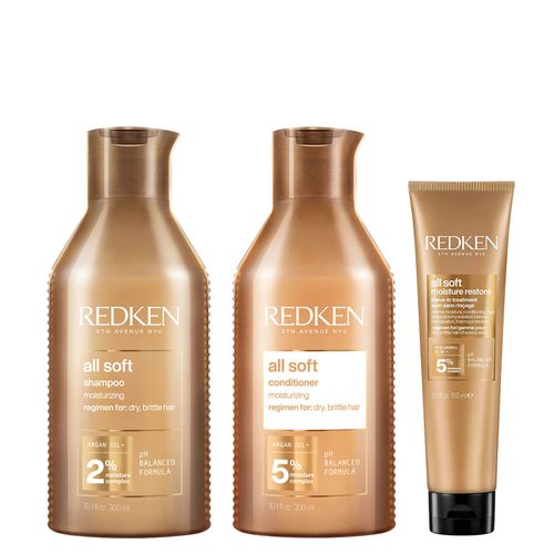 Kit Redken Condicionador All Soft 300ml + Shampoo 300ml + Leave-In 150ml Kit Kit Redken Condicionador All Soft 300ml + Shampoo 300ml + Leave-In 150ml Kit