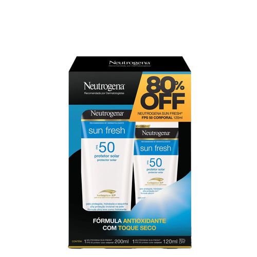 Kit Neutrogena Sun Fresh® Protetor Solar Corporal FPS 50 200ml + Protetor FPS 50 120ml Kit Kit Neutrogena Sun Fresh® Protetor Solar Corporal FPS 50 200ml + Protetor FPS 50 120ml Kit