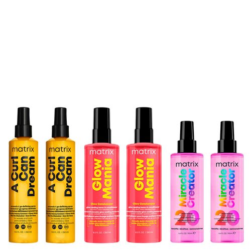 Kit Matrix Miracle Creator Leave-In 190ml 2 Produtos + Leave-In Glow Mania 250ml 2 Produtos + Modelador de Cachos Curl Can Dream 250ml 2 Produtos Kit