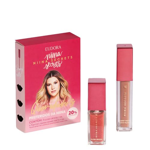 Kit Eudora Queridinhos da Niina Batom Líquido Matte 5ml + Gloss Crystal 7ml 7 ml