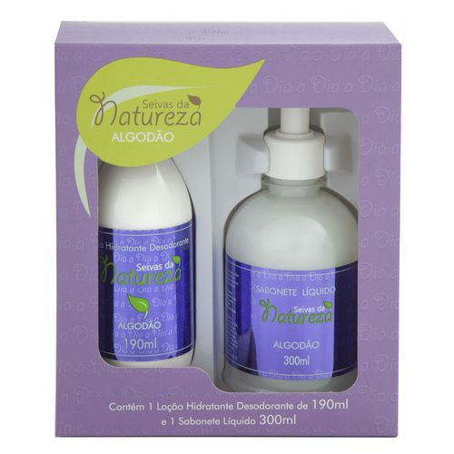 Kit-Banho-Seivas-da-Natureza-Algodao-Locao-Hidratante-190ml-Sabonete-Liquido-300ml-Pacheco-584819 Kit-Banho-Seivas-da-Natureza-Algodao-Locao-Hidratante-190ml-Sabonete-Liquido-300ml-Pacheco-584819
