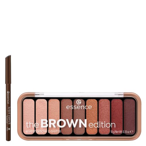 Kit Essence Lápis de Olho Cremoso Kajal 08 Marrom 1g + Paleta de Sombra em Pó The Brown 9 Shades Kit
