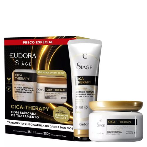 Kit Eudora Siàge Cica-Therapy Shampoo 250ml + Máscara Capilar Cicatrizante 250g Kit Kit Eudora Siàge Cica-Therapy Shampoo 250ml + Máscara Capilar Cicatrizante 250g Kit