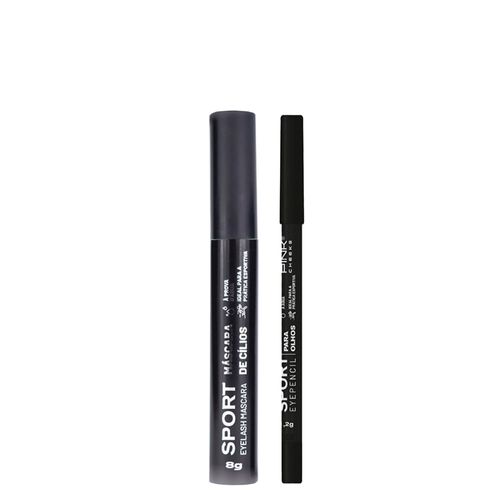 Kit Pink Cheeks - Máscara de Cílios Sport Eyelash Preto 8g + Lápis de Olho Cremosa Sport Eyepencil Preto 1,2g Kit